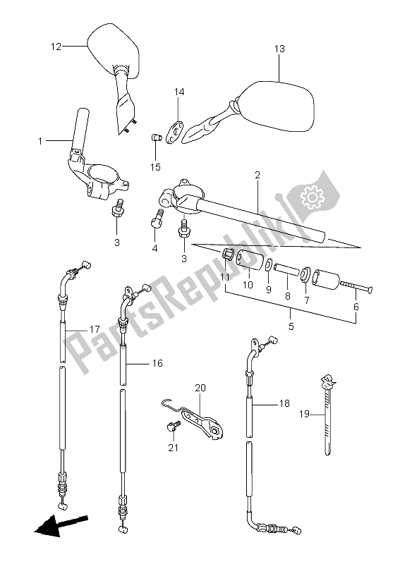 All parts for the Handlebar of the Suzuki TL 1000R 2002
