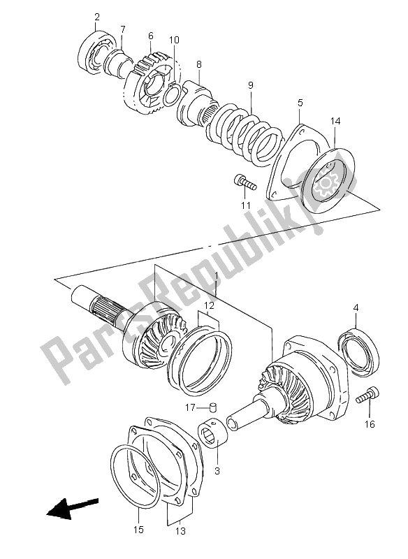 All parts for the Secondary Drive Gear of the Suzuki VL 1500 Intruder LC 2004