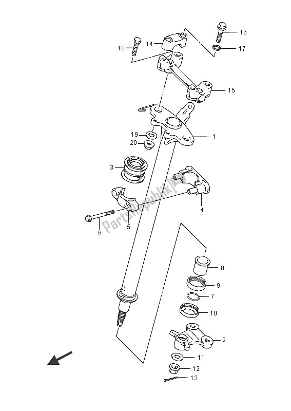 All parts for the Steering Shaft of the Suzuki LT A 750 XZ Kingquad AXI 4X4 2016