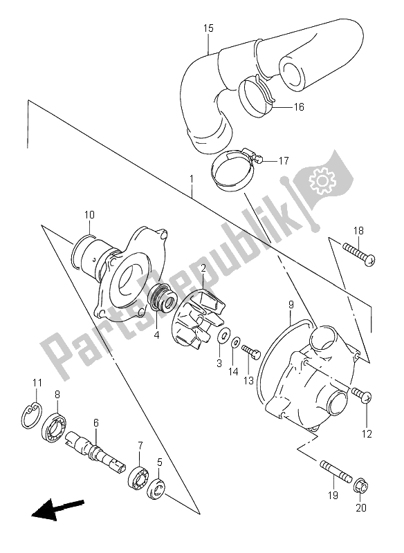 Wszystkie części do Pompa Wodna Suzuki RF 600R 1996