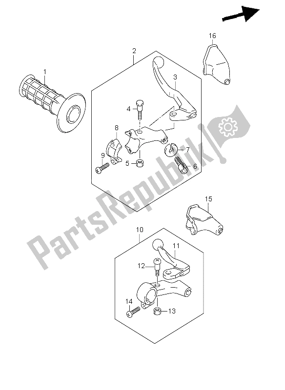 All parts for the Left Handle Lever (dr-z400 E1) of the Suzuki DR Z 400E 2002