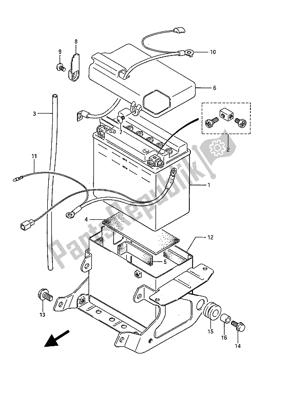 Alle onderdelen voor de Accu van de Suzuki VS 750 Glfp Intruder 1986