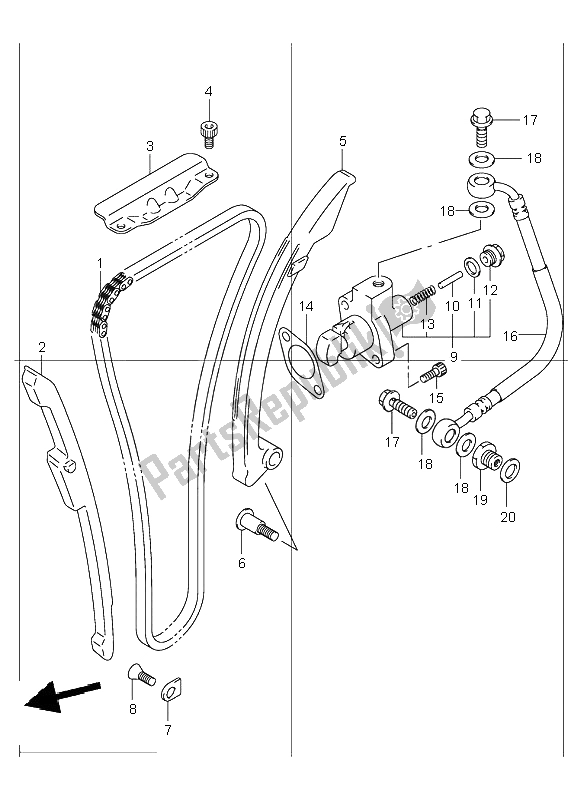 All parts for the Cam Chain of the Suzuki GSX 1300R Hayabusa 1999