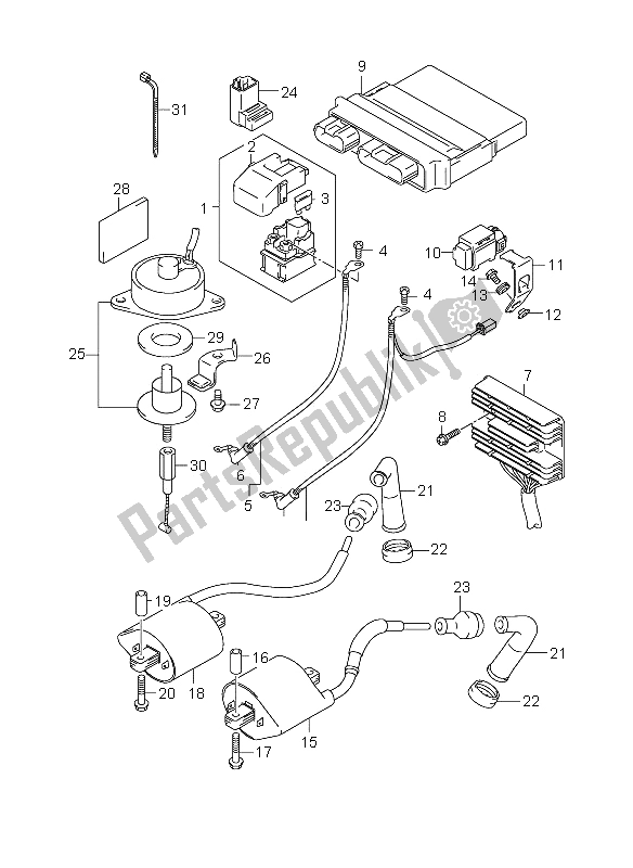 All parts for the Electrical of the Suzuki VL 1500 Intruder LC 2005