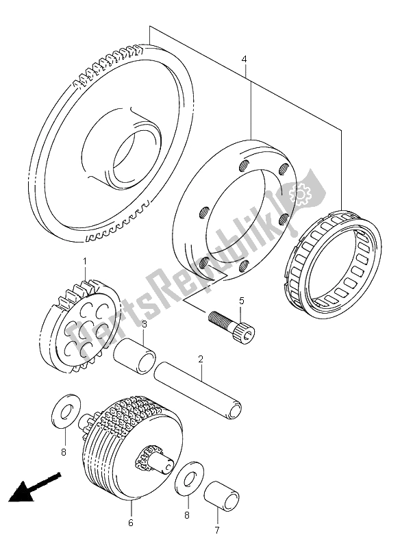 All parts for the Starter Clutch of the Suzuki DL 1000 V Strom 2002