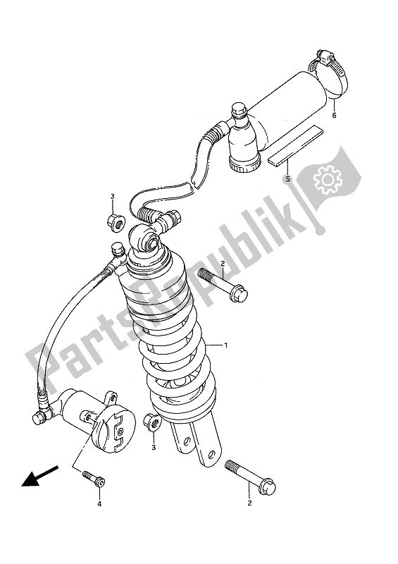 All parts for the Rear Shock Absorber of the Suzuki GSX 1100F 1993