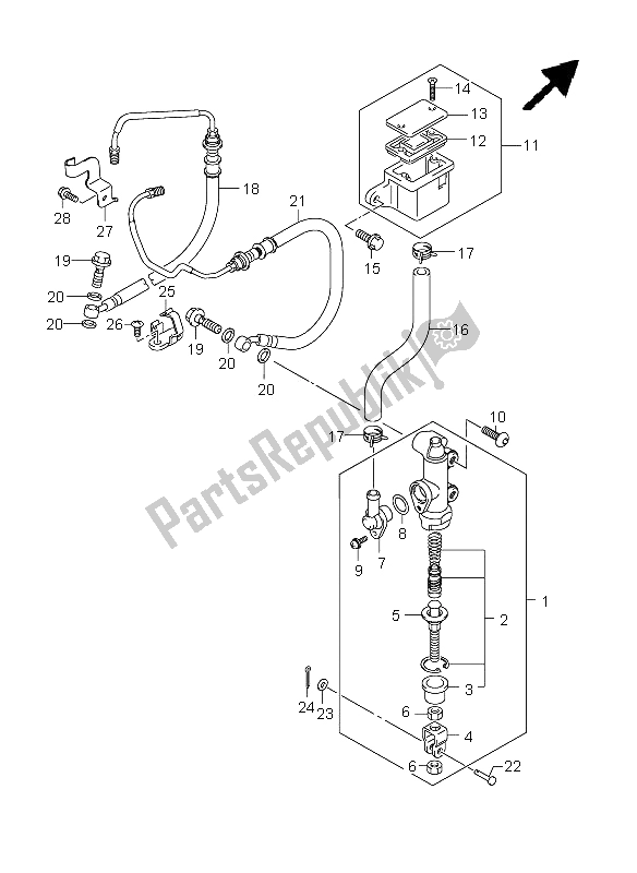 All parts for the Rear Master Cylinder (gsx650fa-fua) of the Suzuki GSX 650 FA 2009