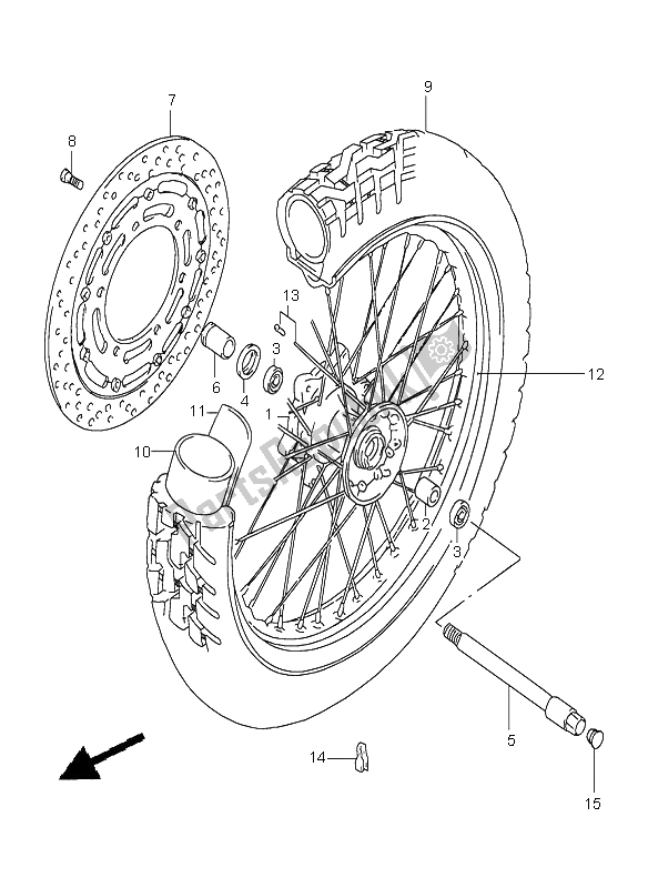 All parts for the Front Wheel of the Suzuki XF 650 Freewind 2001