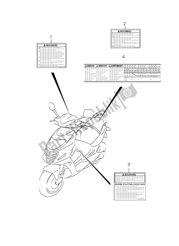 Alle onderdelen voor de Etiket van de Suzuki AY 50A LC Katana 2006