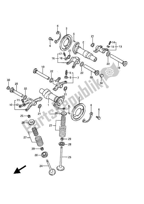 All parts for the Camshaft & Valve of the Suzuki VS 750 Glfp Intruder 1986