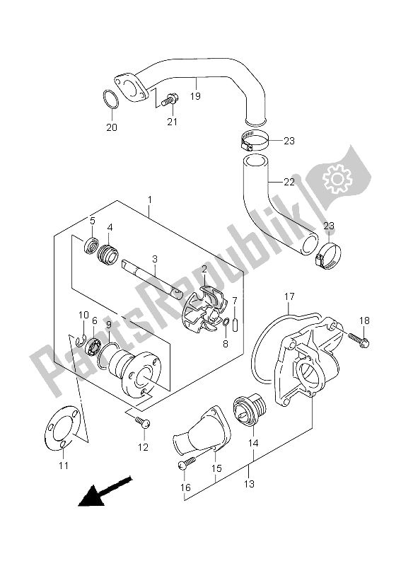 All parts for the Water Pump of the Suzuki VZ 800 Marauder 2005