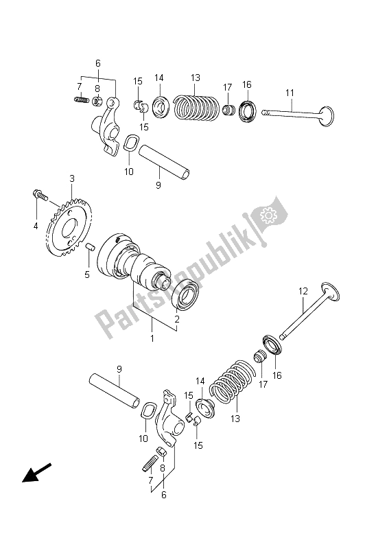 All parts for the Camshaft & Valve of the Suzuki UX 150 Sixteen 2008