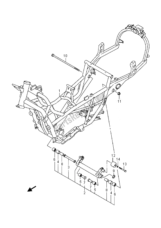 All parts for the Frame (an400za E19) of the Suzuki Burgman AN 400 AZA 2014