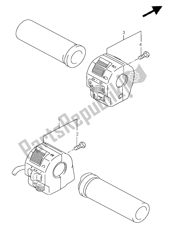 All parts for the Handle Switch of the Suzuki LS 650 Savage 1996
