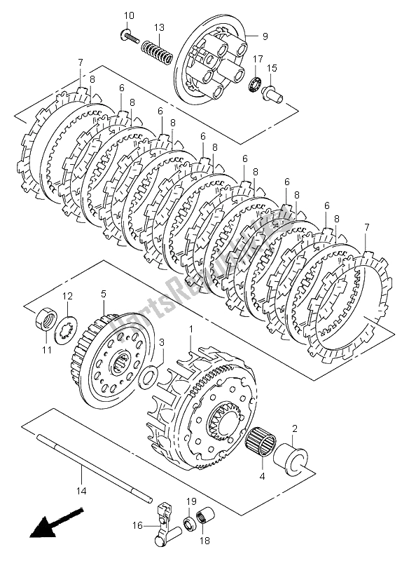 Tutte le parti per il Frizione del Suzuki RM 125 2005