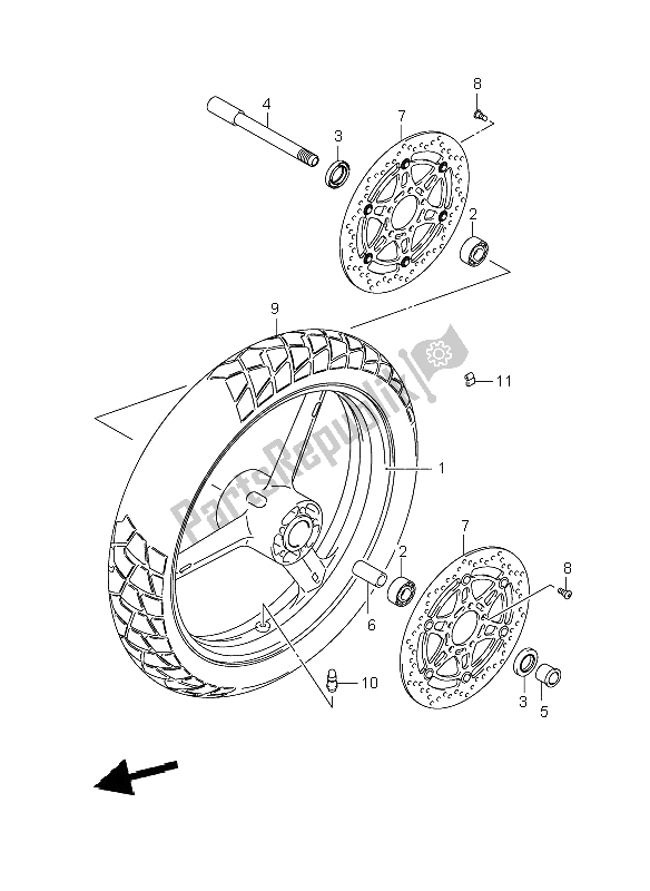 All parts for the Front Wheel of the Suzuki DL 1000 V Strom 2009