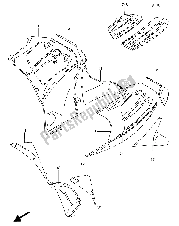 Alle onderdelen voor de Onder Motorkap van de Suzuki RF 600 RU 1993