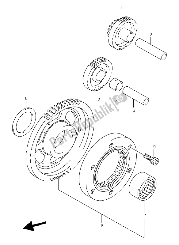 All parts for the Starter Clutch of the Suzuki LT A 500F Vinson 4X4 2007