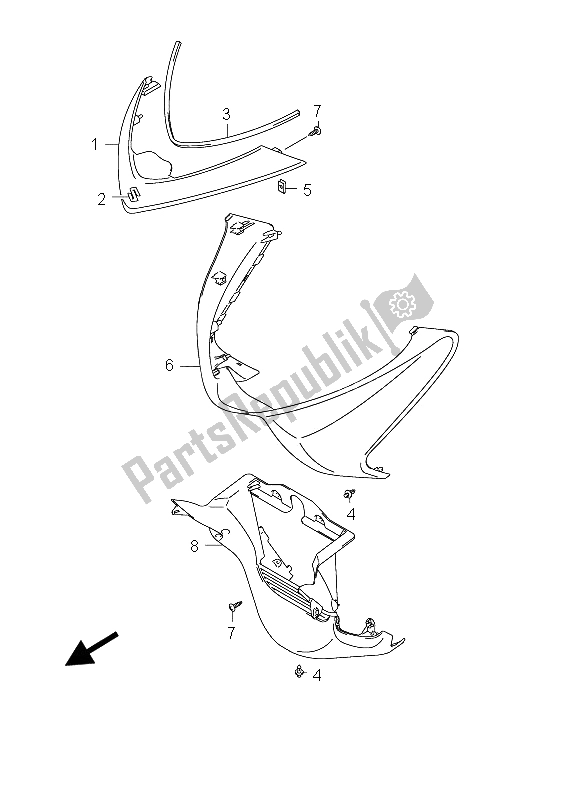 Todas as partes de Protetor De Perna Frontal (executivo) do Suzuki UH 125 Burgman 2011