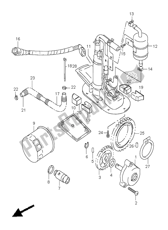 All parts for the Oil Pump & Fuel Pump of the Suzuki TL 1000S 2000