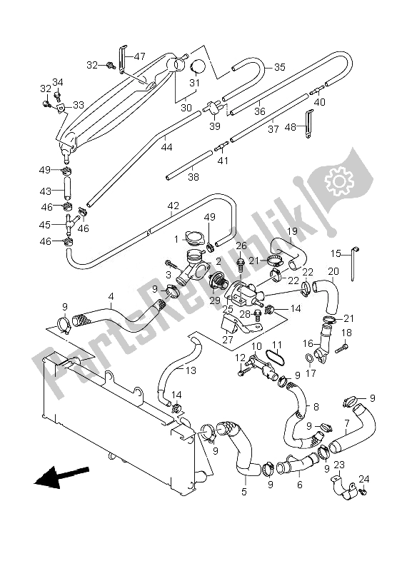 Alle onderdelen voor de Radiator Slang van de Suzuki GSF 1250 Nsnasa Bandit 2007