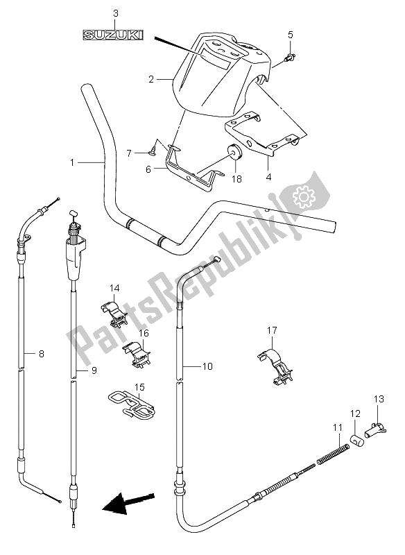 All parts for the Handlebar of the Suzuki LT Z 250 Quadsport 2008