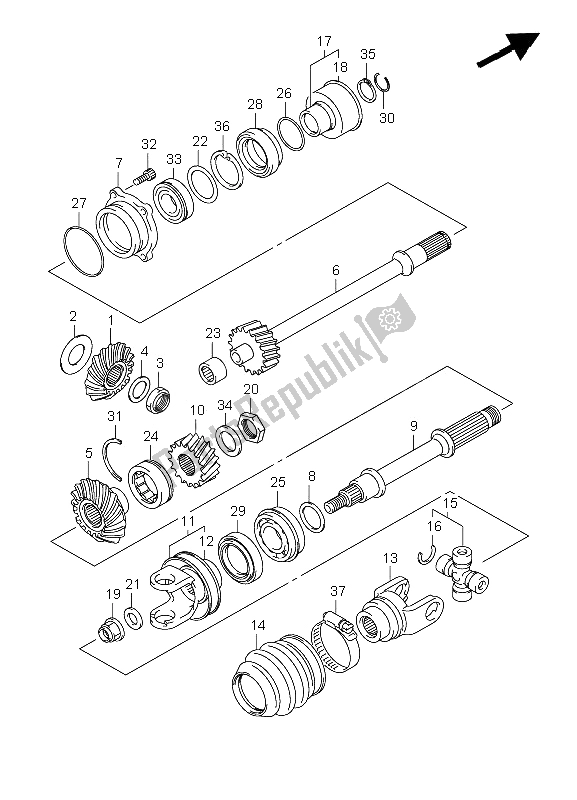 Toutes les pièces pour le Entraînement Secondaire du Suzuki LT A 450X Kingquad 4X4 Limited 2008