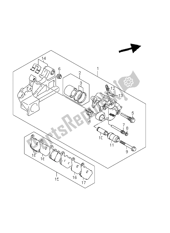 Tutte le parti per il Pinza Posteriore (gsx650f E24) del Suzuki GSX 650 FA 2011