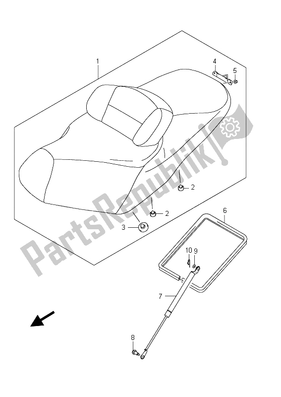 All parts for the Seat (an650 E19) of the Suzuki AN 650A Burgman Executive 2011