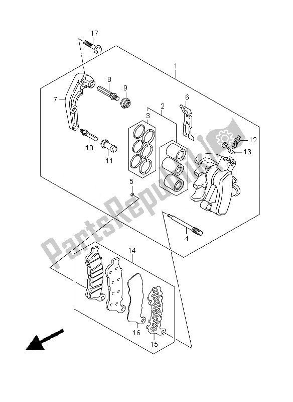 Todas as partes de Compasso De Calibre Frontal do Suzuki C 1800R VLR 1800 Intruder 2010