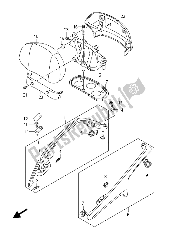 All parts for the Pillion Rider Handle (an650a E19) of the Suzuki AN 650A Burgman Executive 2011