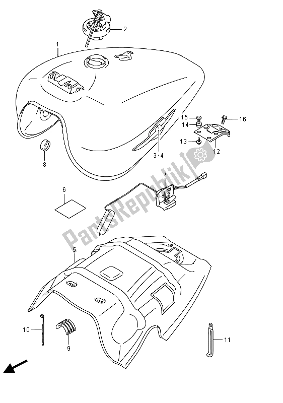 Toutes les pièces pour le Réservoir De Carburant (vzr1800 E02) du Suzuki VZR 1800 BZ M Intruder 2015