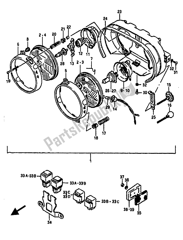 Tutte le parti per il Faro del Suzuki GSX R 1100 1987