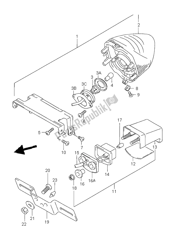 Alle onderdelen voor de Achterlicht van de Suzuki GSX 750F 2001