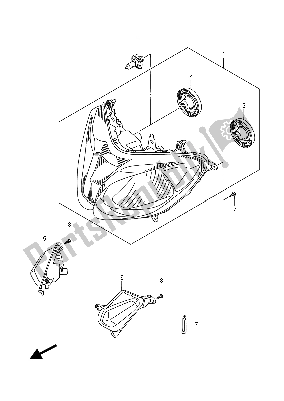 All parts for the Headlamp of the Suzuki AN 650Z Burgman Executive 2015