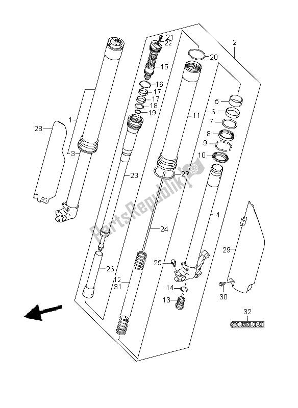 Tutte le parti per il Ammortizzatore Anteriore del Suzuki RM 250 2008