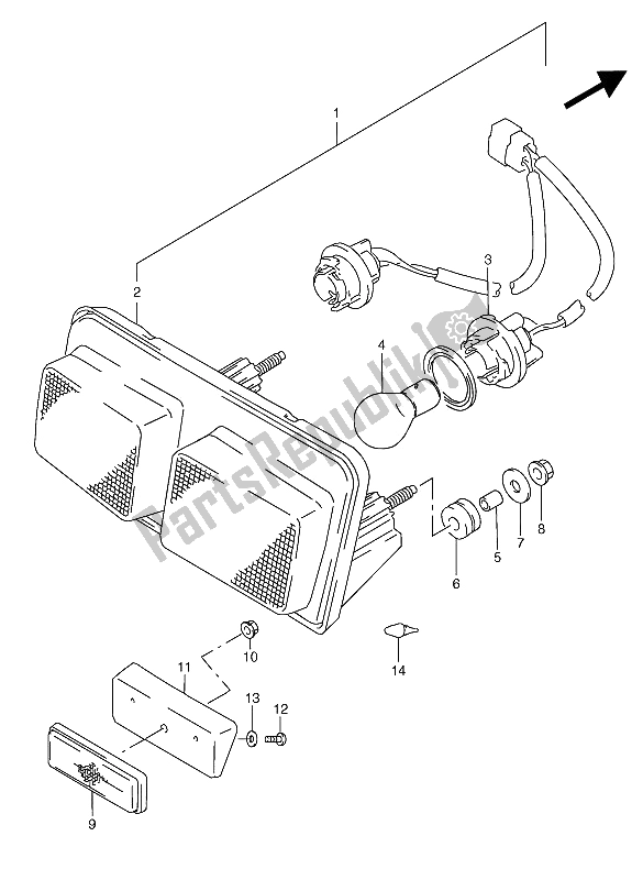 Wszystkie części do Tylna Lampa Zespolona Suzuki RGV 250 1992