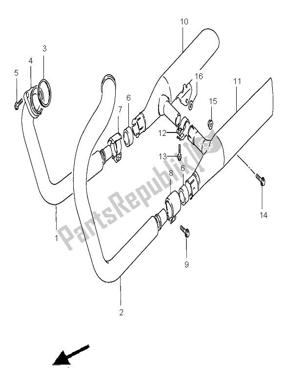 All parts for the Muffler of the Suzuki VS 800 Intruder 2001