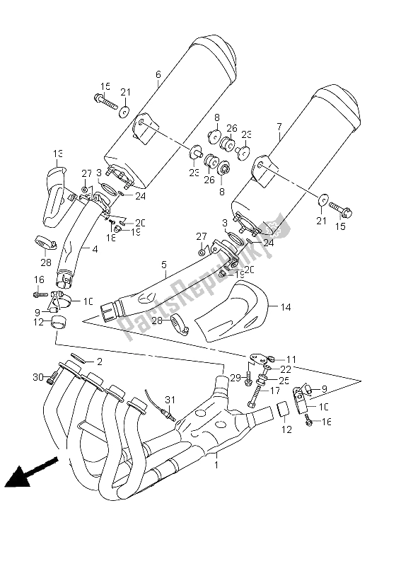 Todas las partes para Silenciador de Suzuki GSX 1300R Hayabusa 2011