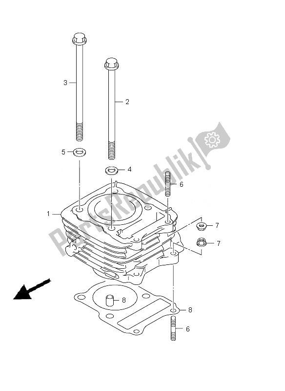 Alle onderdelen voor de Cilinder van de Suzuki DR Z 125 SW LW 2010