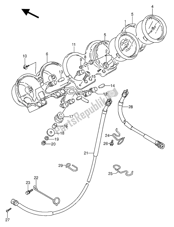 All parts for the Speedometer & Tachometer of the Suzuki GS 500 EU 1991