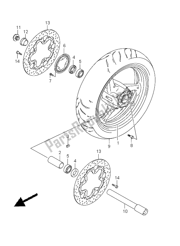 All parts for the Front Wheel (gsx1300bka-auf) of the Suzuki GSX 1300 BKA B King 2009