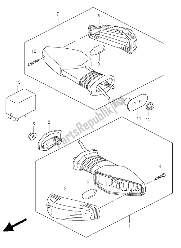 Toutes les pièces pour le Feu Clignotant du Suzuki GSX R 1000 2003