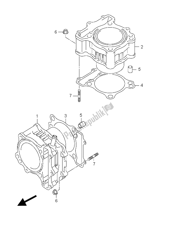 All parts for the Cylinder of the Suzuki DL 650 V Strom 2004