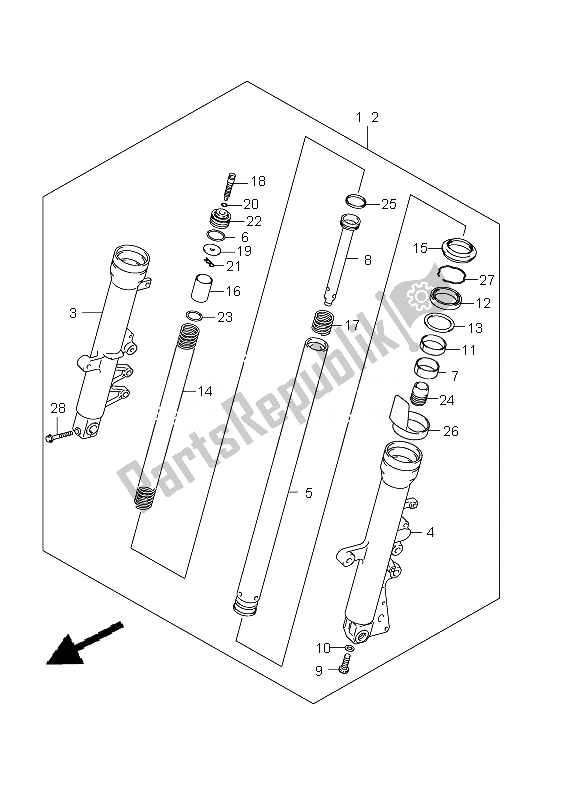 All parts for the Front Damper (sfv650a-ua) of the Suzuki SFV 650A Gladius 2010