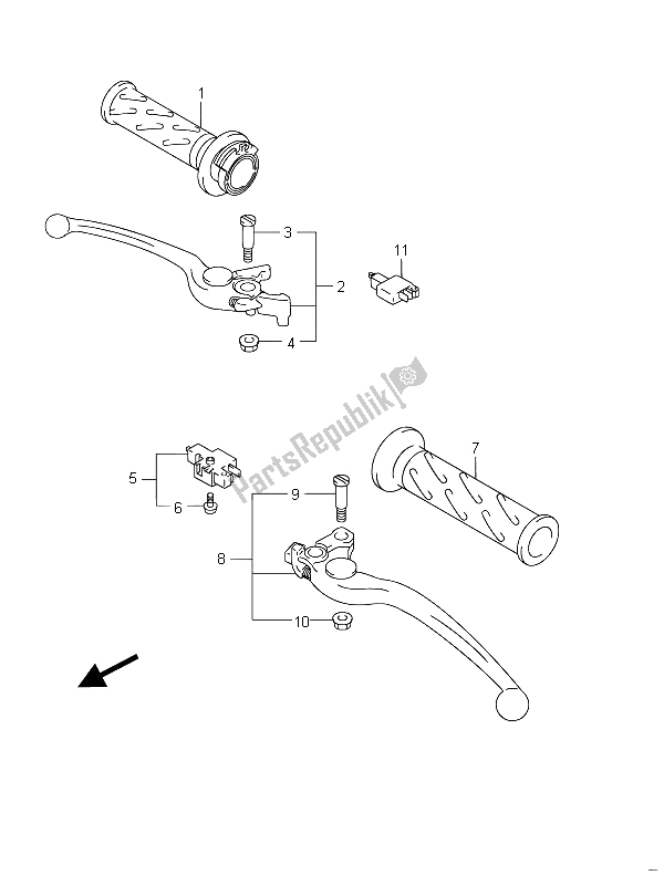 All parts for the Handle Lever (gsf650ua) of the Suzuki GSF 650 Sasa Bandit 2011