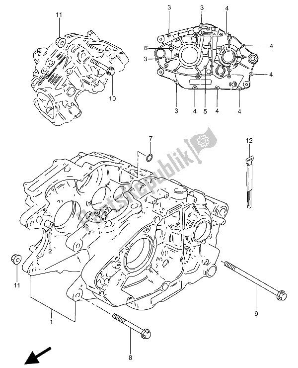 All parts for the Crankcase of the Suzuki GN 250 1989