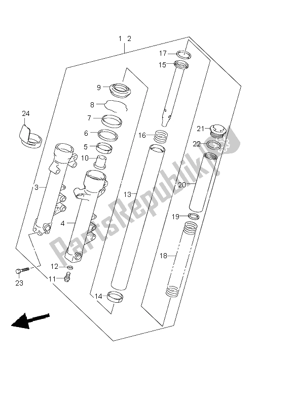 Tutte le parti per il Ammortizzatore Forcella Anteriore del Suzuki GSF 600 NS Bandit 2003