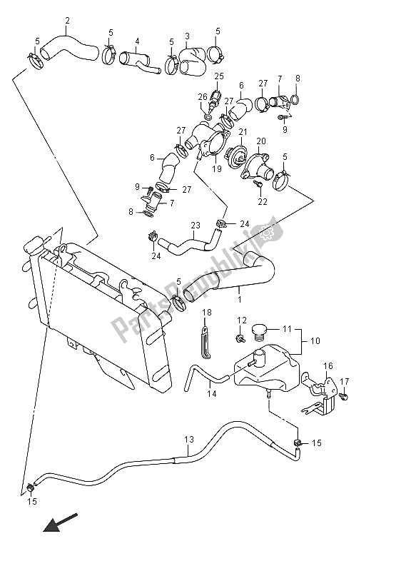 All parts for the Radiator Hose of the Suzuki DL 650 AXT V Strom 2016