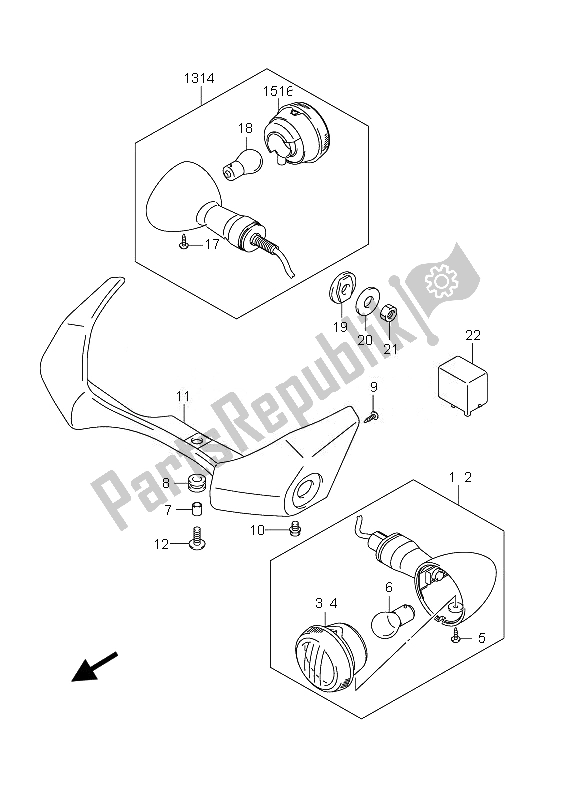 Tutte le parti per il Indicatore Di Direzione del Suzuki VZ 800 Intruder 2010